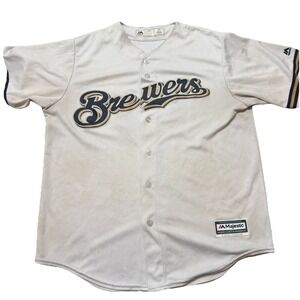 Milwaukee Brewers Majestic Jersey White Men's Large